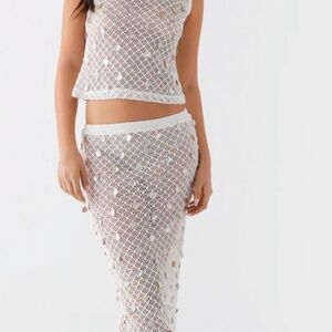 Peppermayo Lovina Shell Knit Maxi Skirt - White S/M